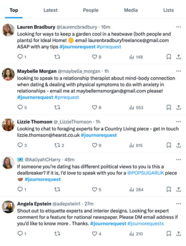 #journorequest on X social media platform