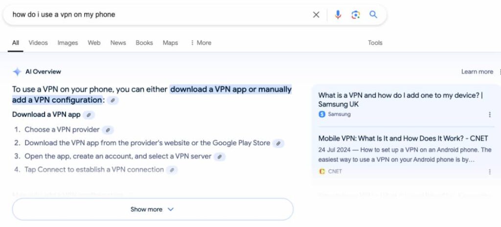 Example of popular Google search that people would search for