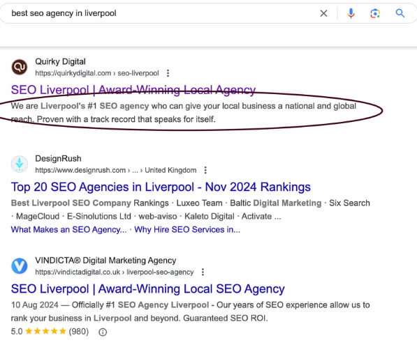 best SEO agency in liverpool in the SERPs