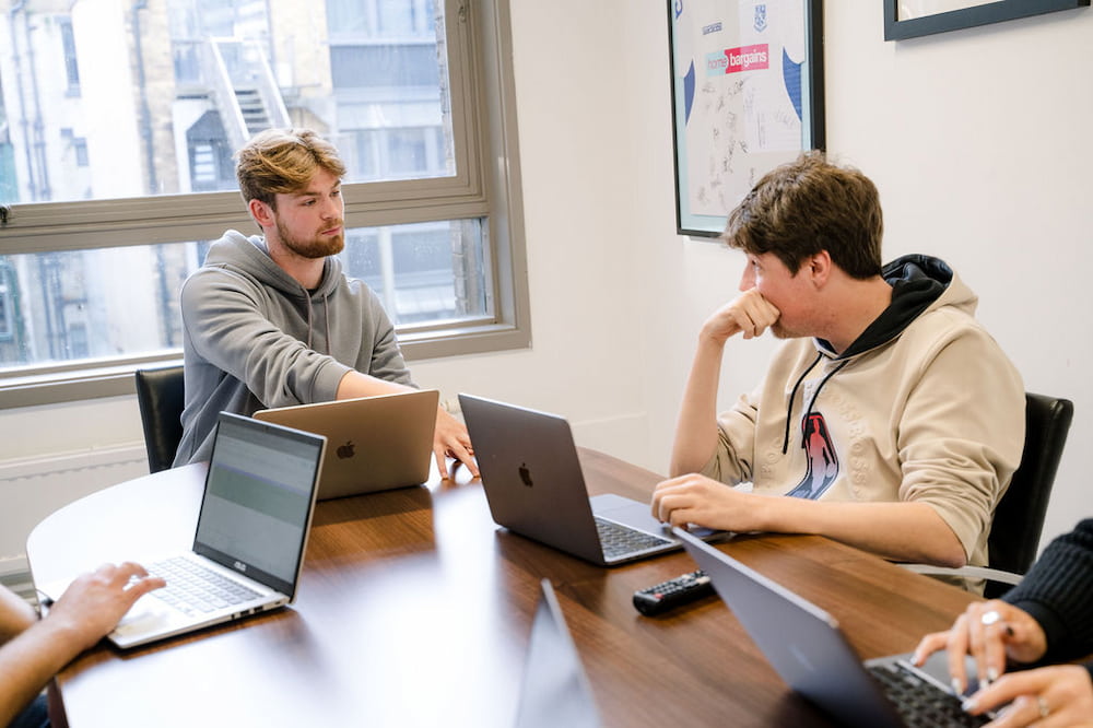 quirky digital staff talking
