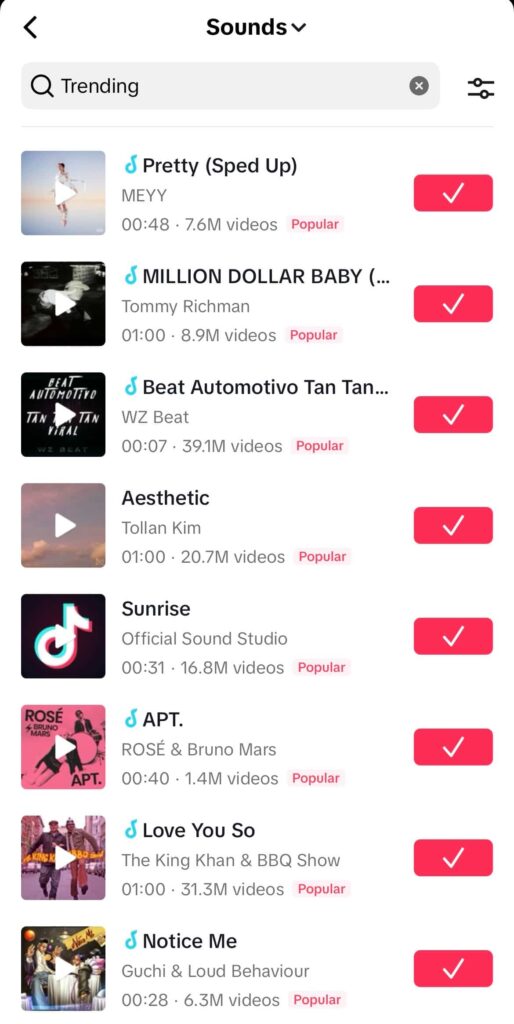 TikTok popular sounds