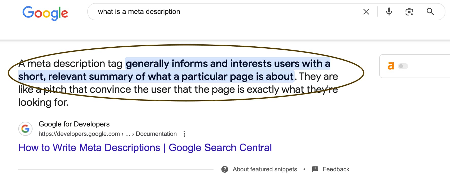 Featured snippet example